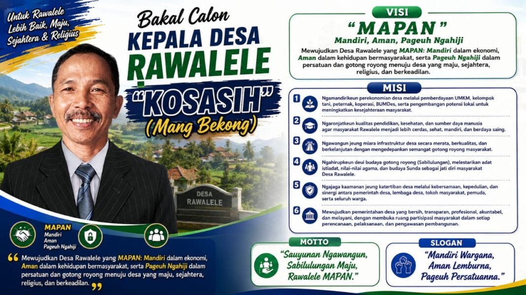 Mang Bekong Siap Maju di Pilkades Serentak 2026, untuk Membawa Desa Rawalele Lebih Baik Kedepannya Mang Bekong Siap Maju di Pilkades Serentak 2026, untuk Membawa Desa Rawalele Lebih Baik Kedepannya